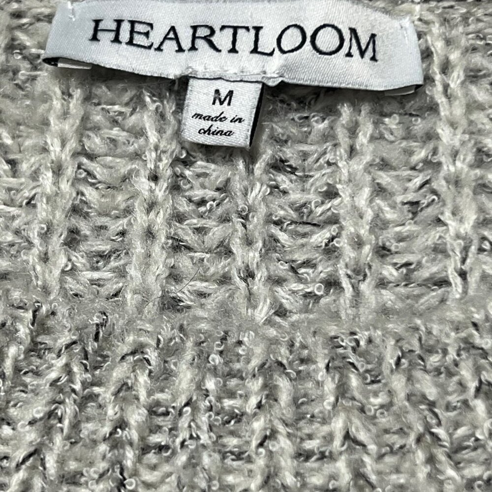 Heartloom Long Sleeve Knit sweater Medium Gray Mauve peach stripe - Picture 10 of 12